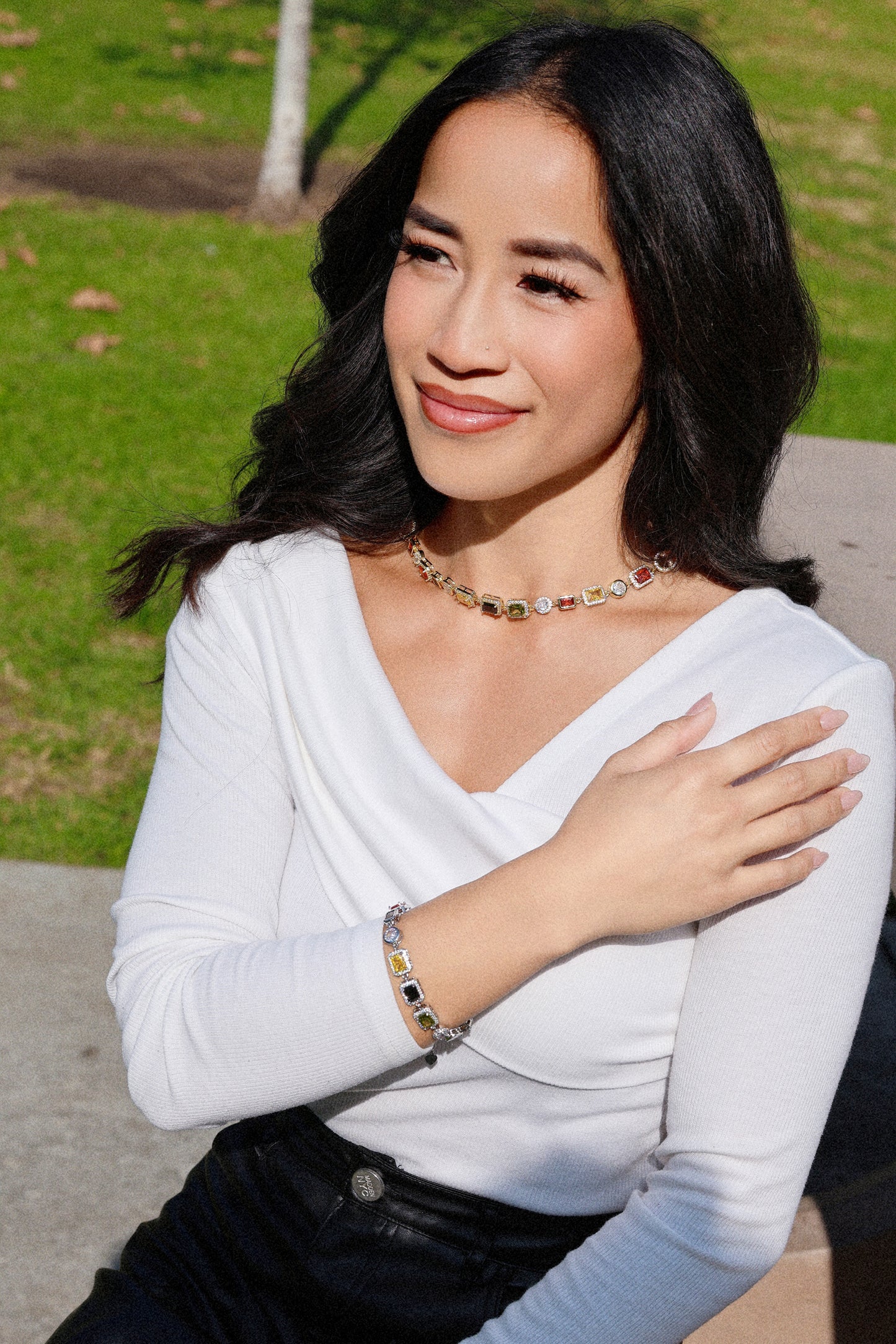 The Rainbow Gemstone Necklace- Silver