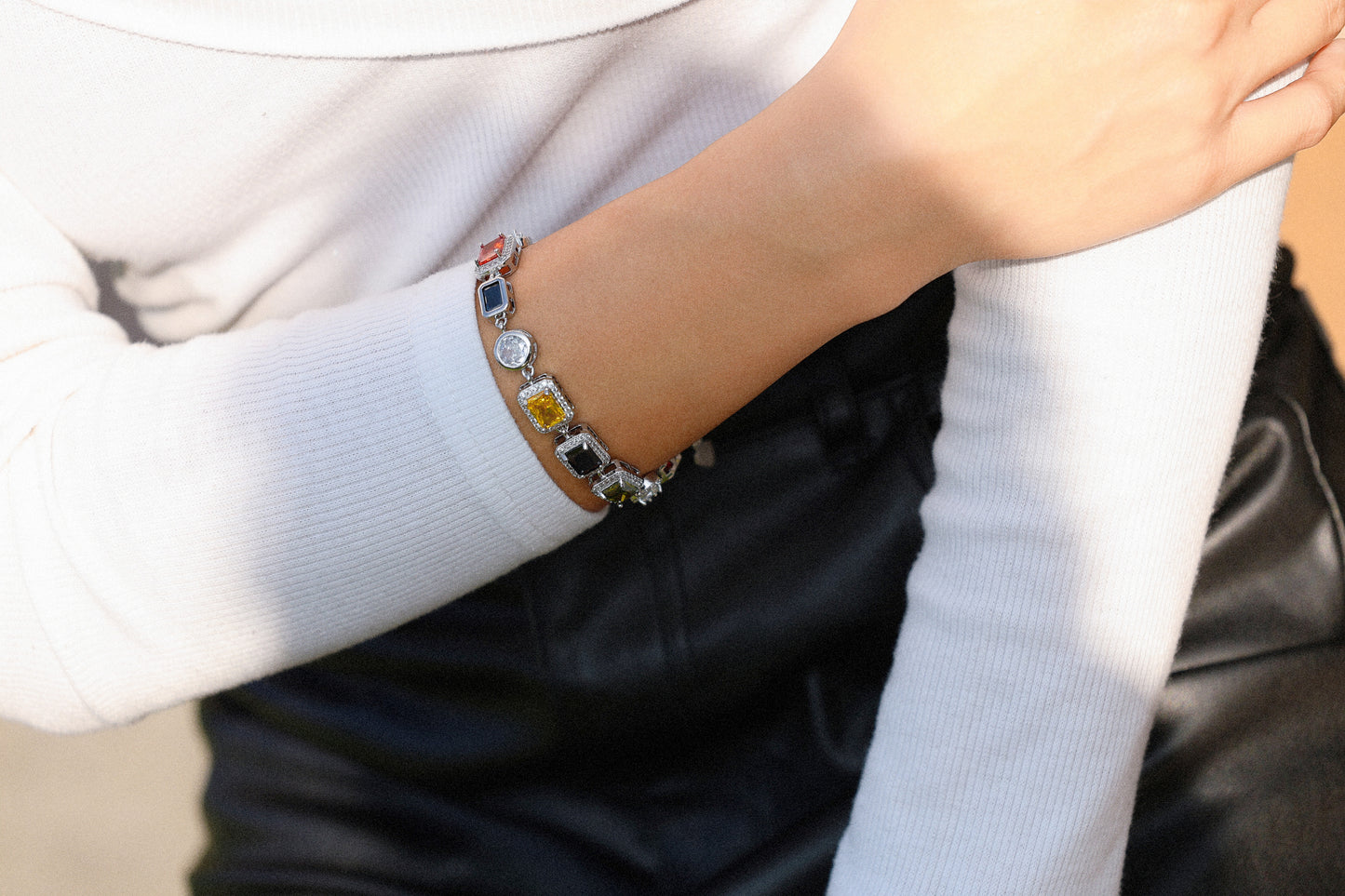 The Rainbow Gemstone Bracelet- Silver
