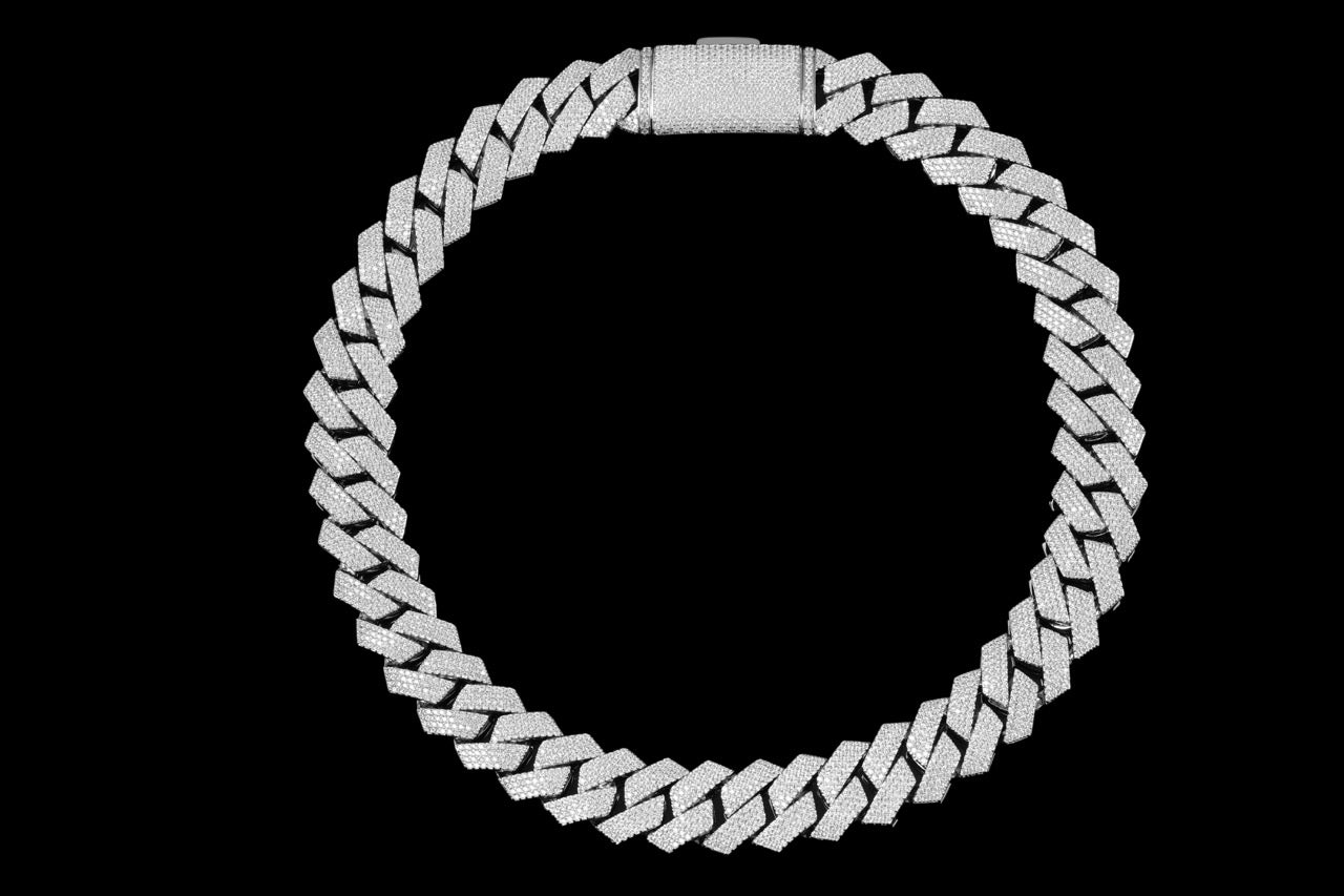 20MM Iced Cuban Chain – Razor Edge Edition Silver