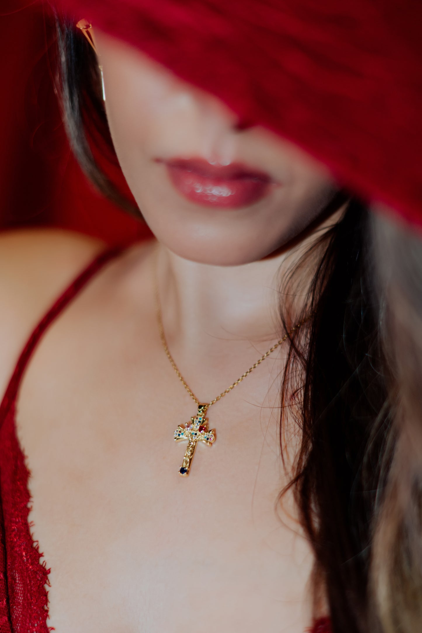 Celestial Spectrum Cross Necklace
