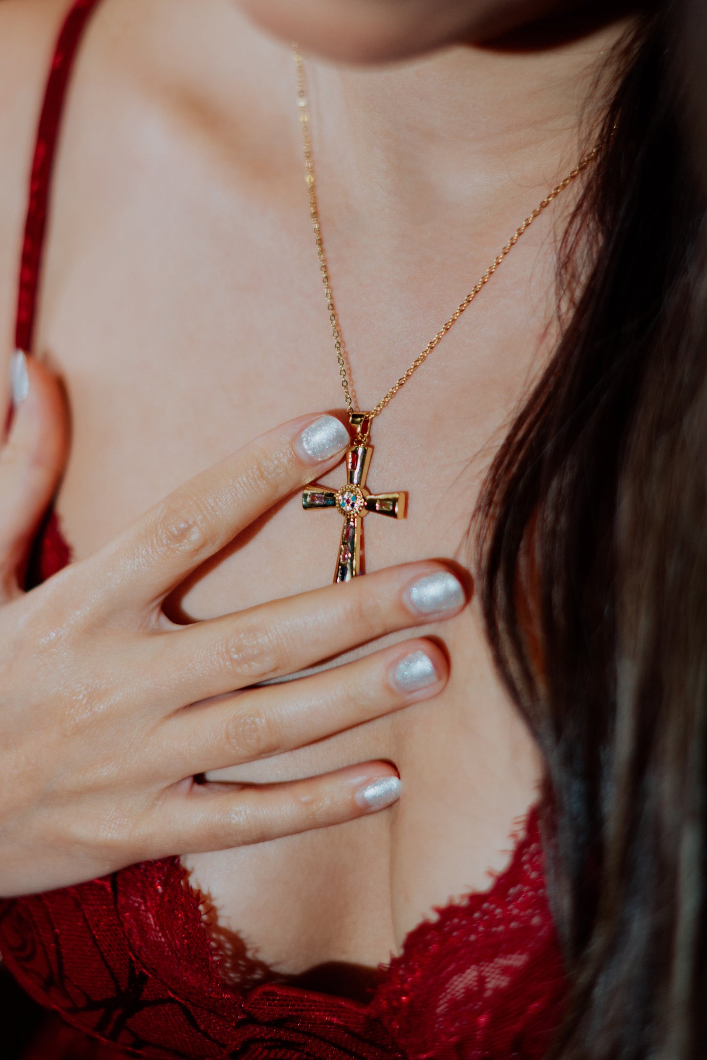 Celestial Prism Cross Necklace