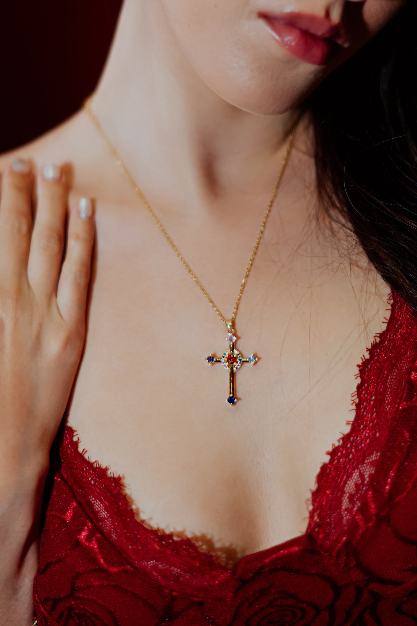 Celestial Jewel Cross Necklace