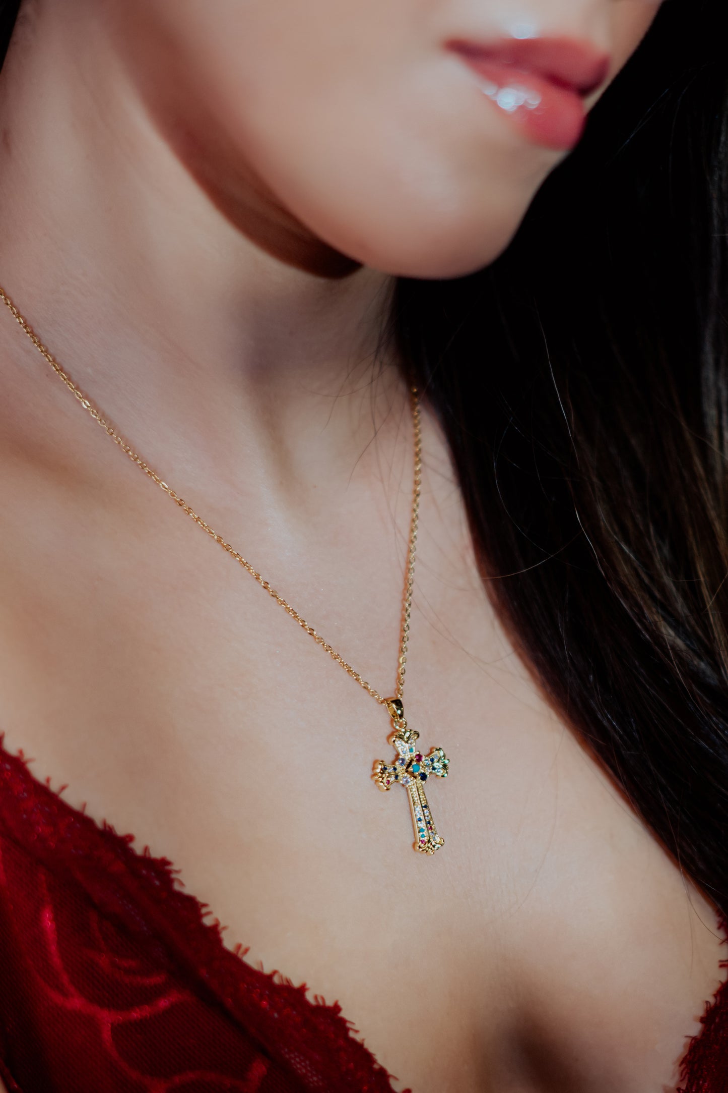 Celestial Harmony Cross Necklace