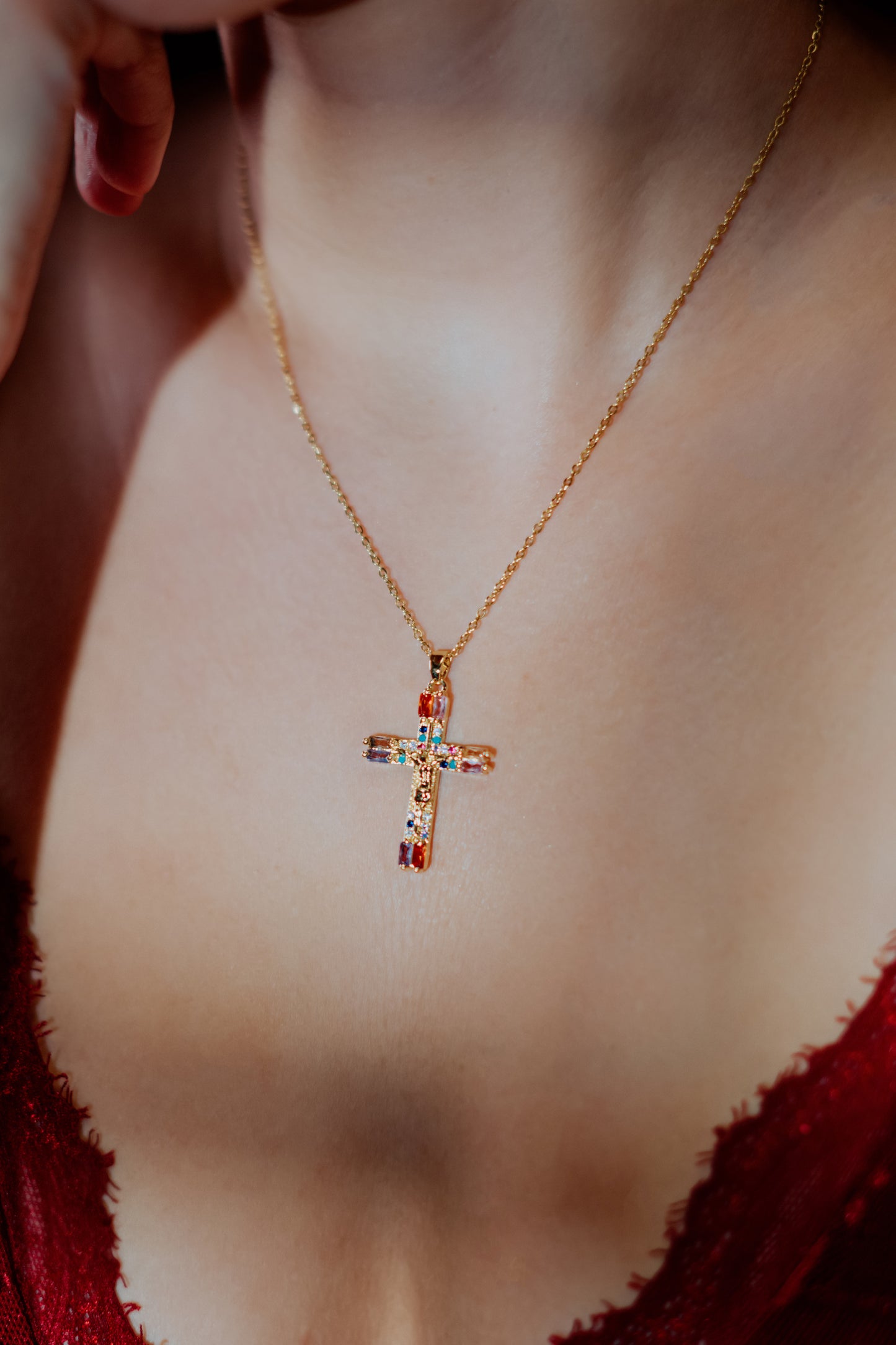 Celestial Radiance Cross Necklace