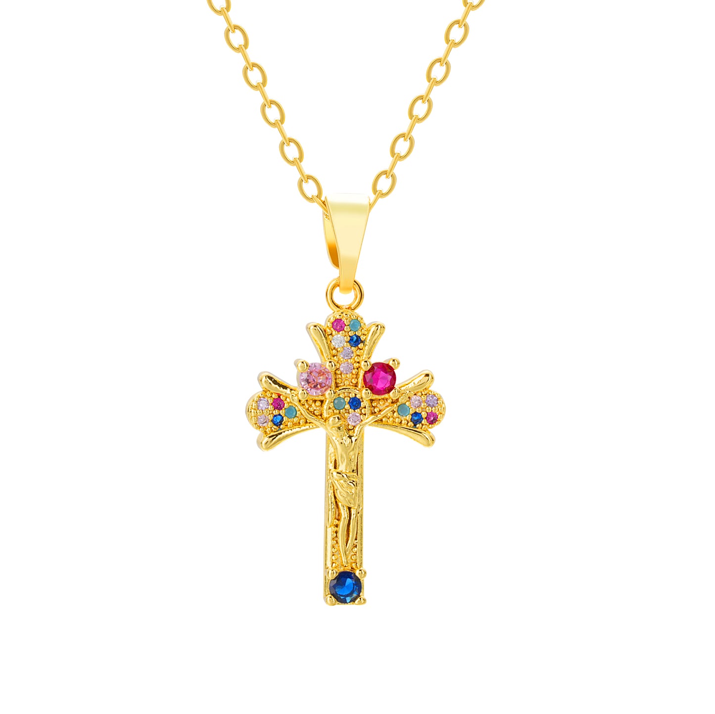 Celestial Spectrum Cross Necklace
