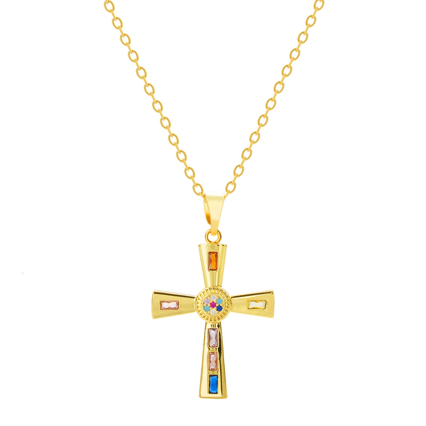 Celestial Prism Cross Necklace