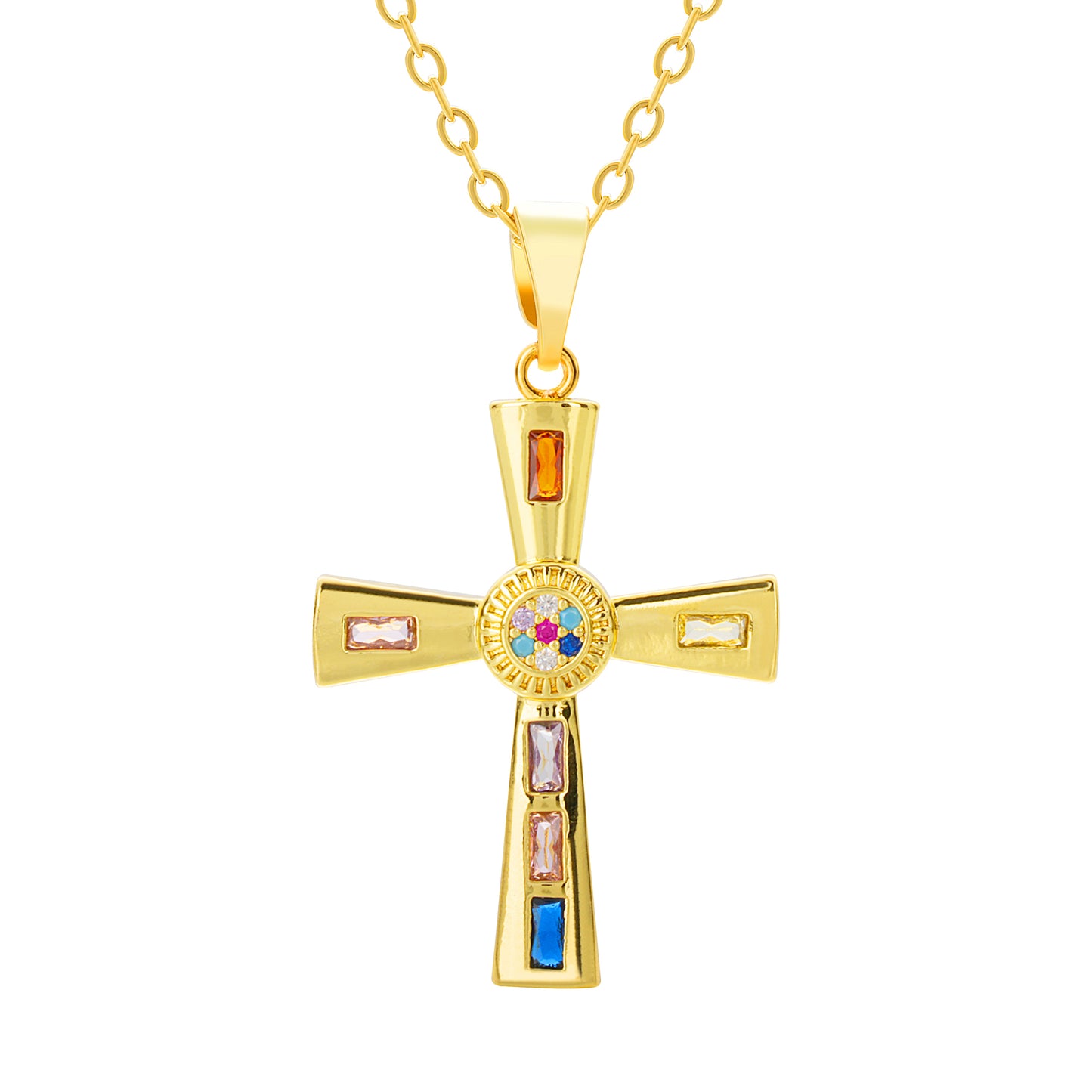 Celestial Prism Cross Necklace
