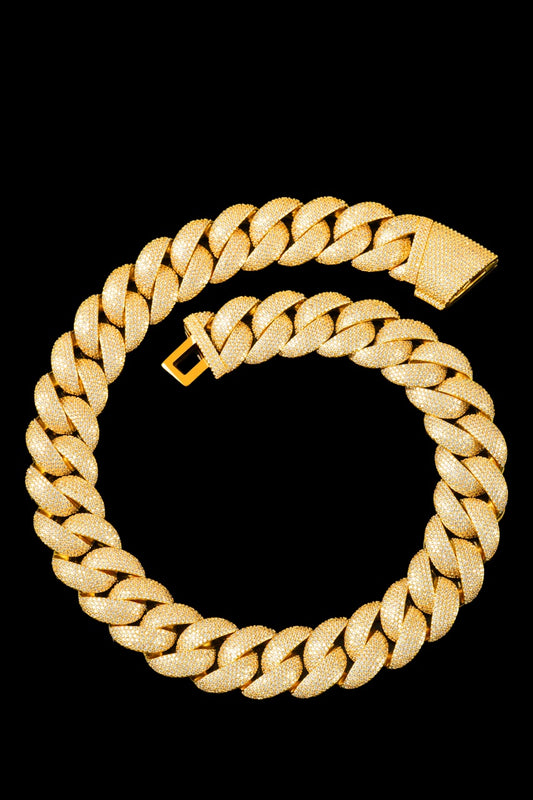 22MM Iced Cuban Chain – Titan Flood Edition Gold