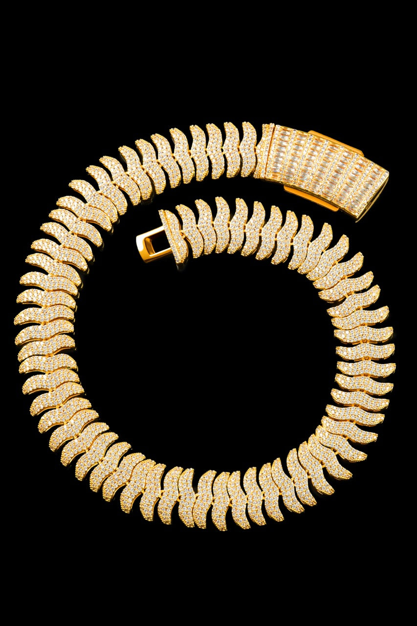 21MM Iced Cuban Chain – Viper Spine Edition Gold