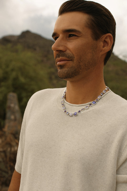 The Violet Gemstone Necklace - Silver