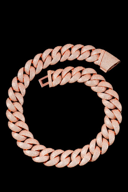 22MM Iced Cuban Chain – Titan Flood Edition Rose Gold
