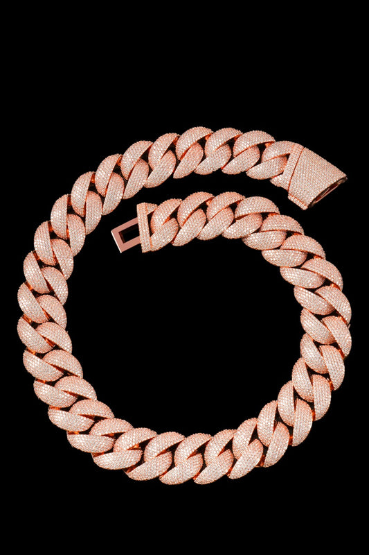 22MM Iced Cuban Chain – Titan Flood Edition Rose Gold