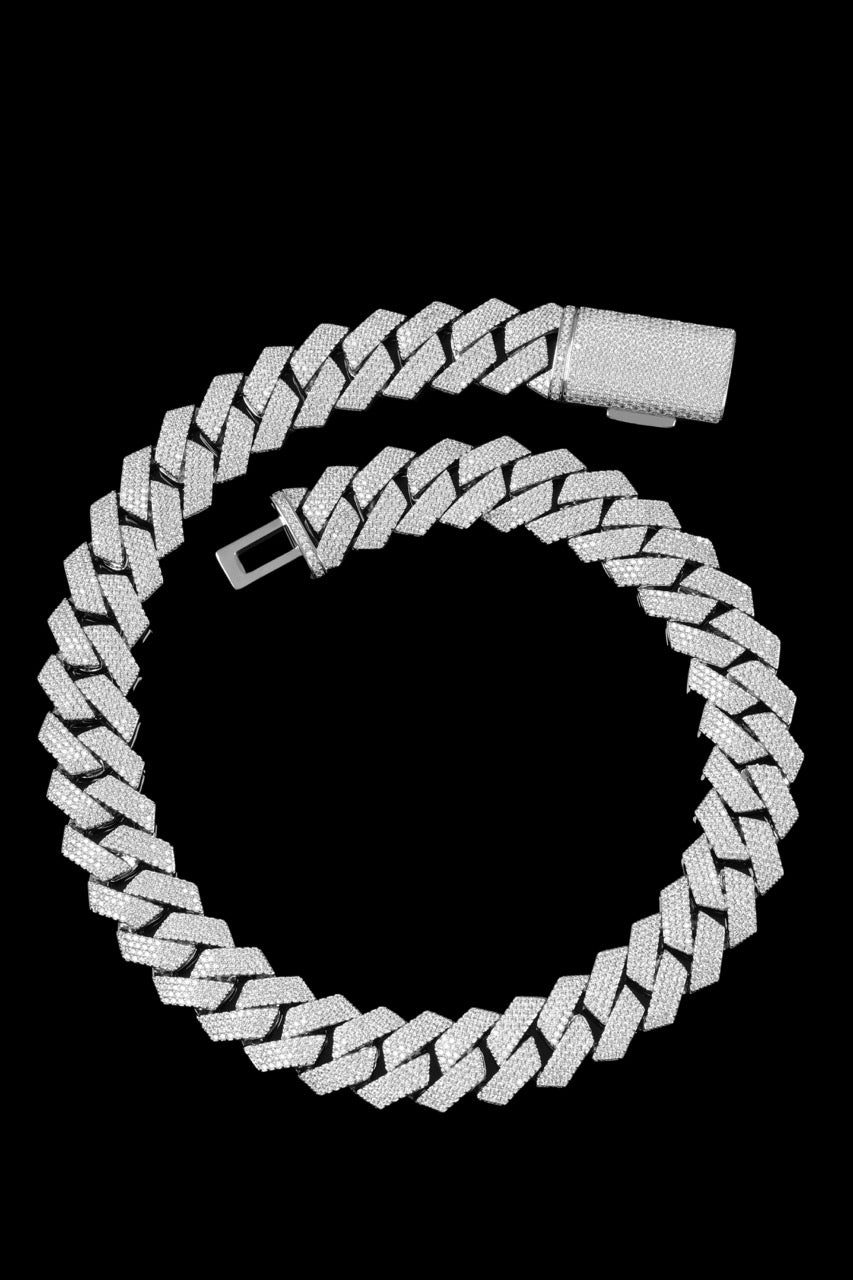 20MM Iced Cuban Chain – Razor Edge Edition Silver