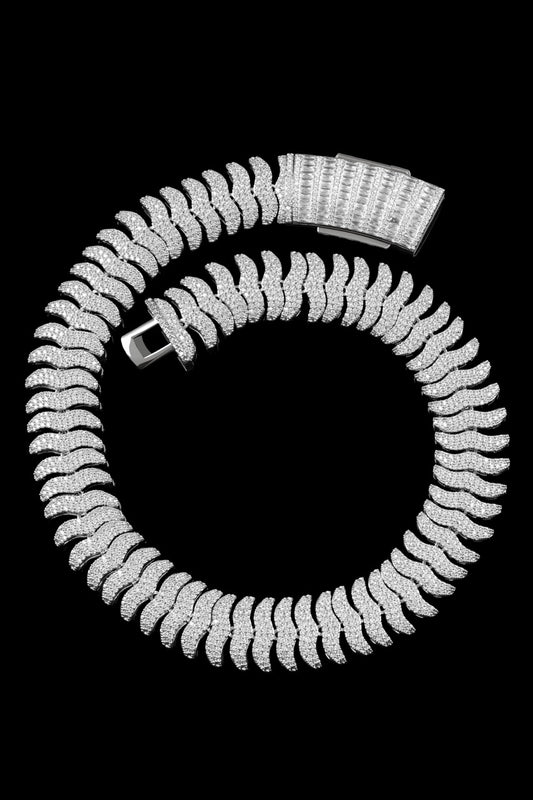 21MM Iced Cuban Chain – Viper Spine Edition Silver