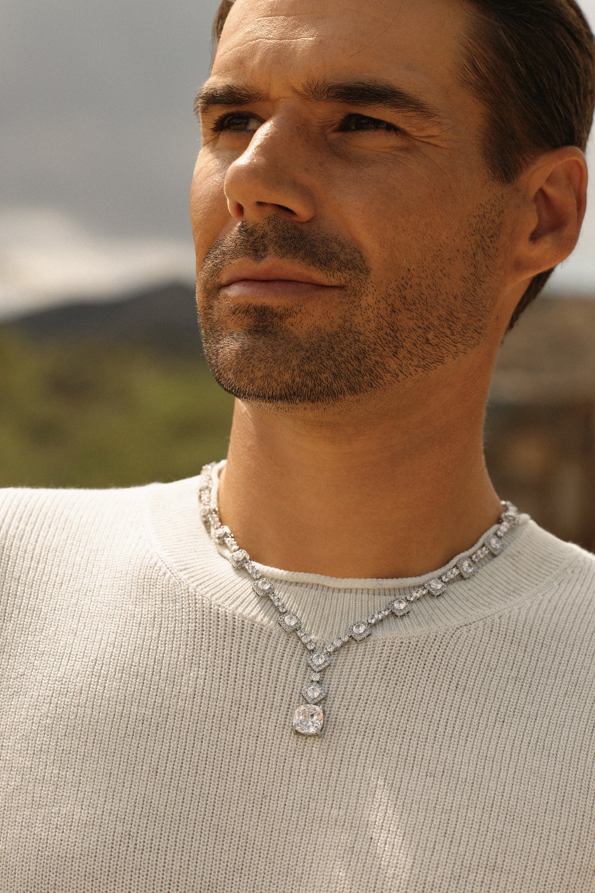 The Solenne Cushion Cut Tennis Necklace - Crystal White
