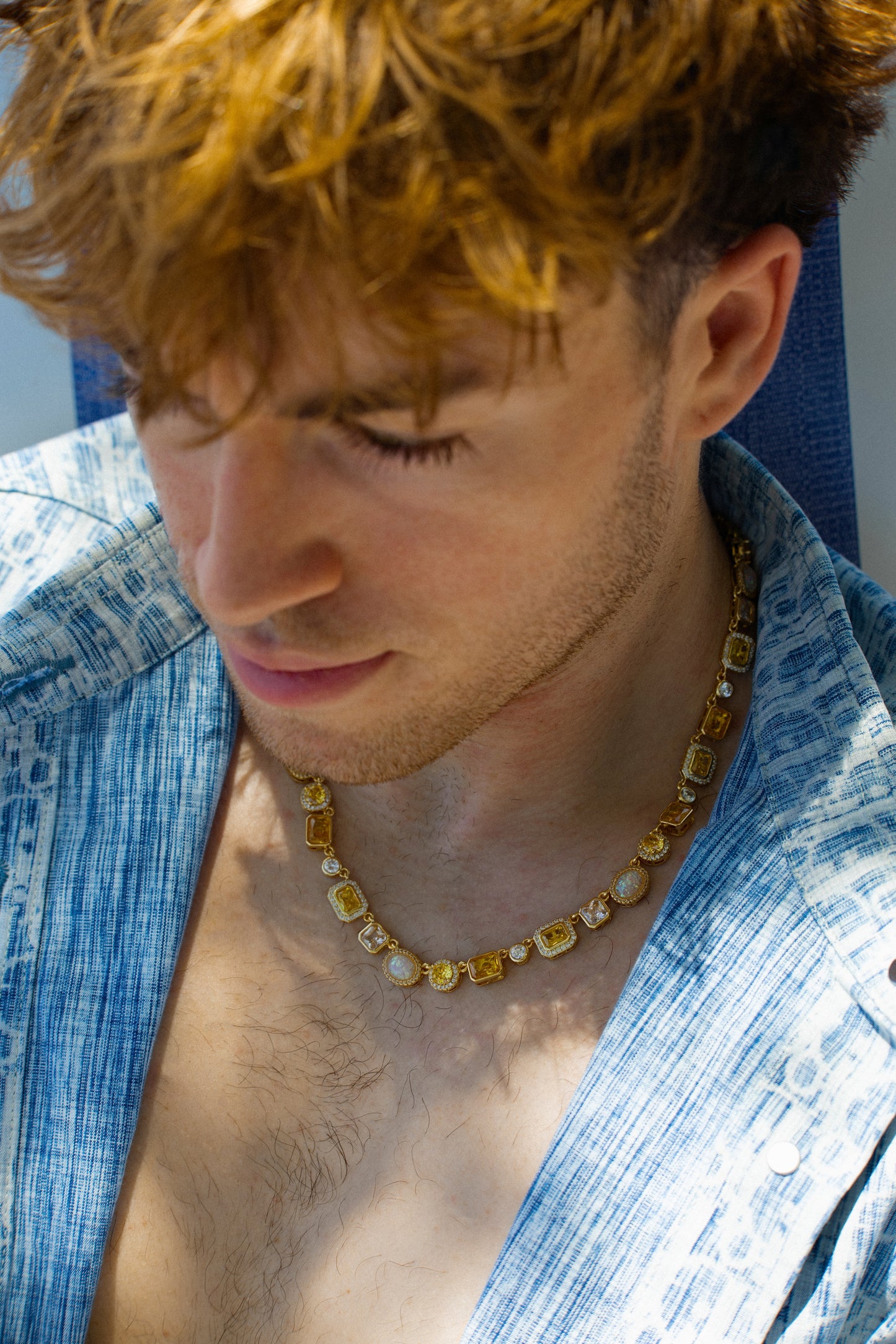 The Celestial Solstice Mosaic Tennis Necklace - Gold