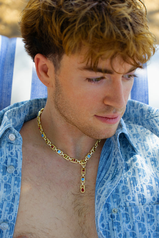 Celestial Prism Lariat Necklace – Gold