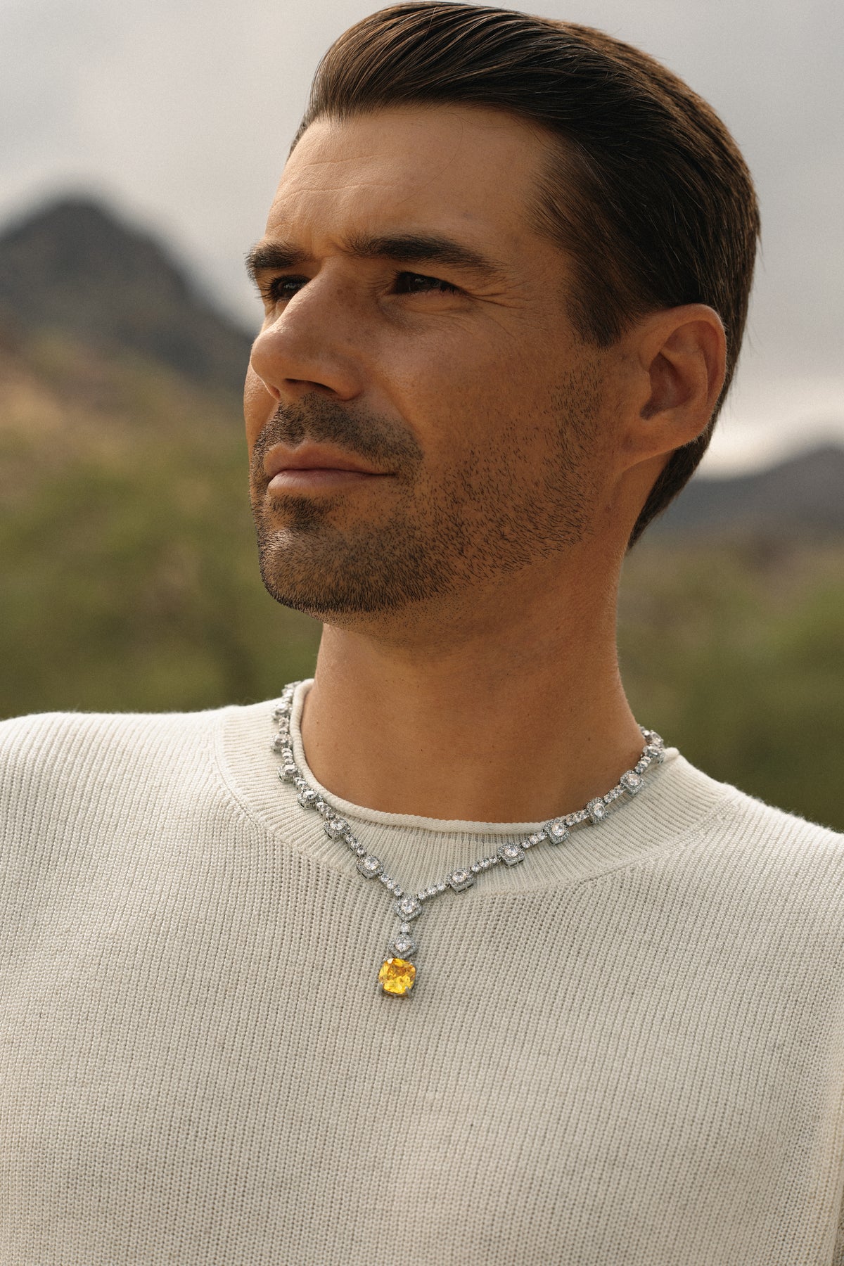 The Solenne Cushion Cut Tennis Necklace - Golden Yellow