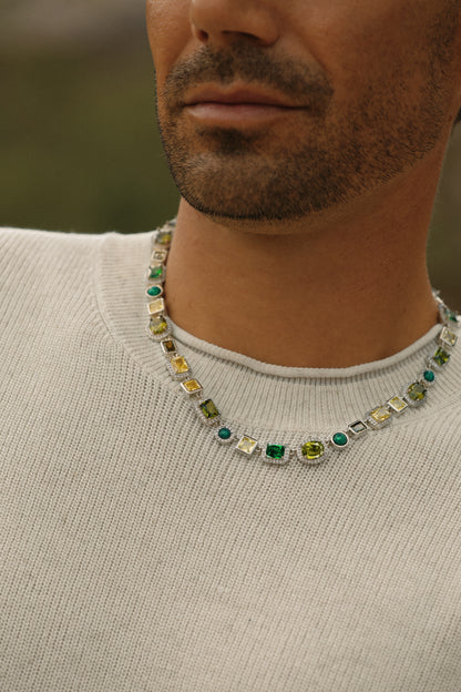 The Verdant Gemstone Necklace - Silver