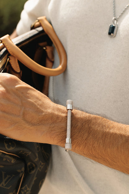 The Strata Pave Bar Cuff Bracelet - Silver