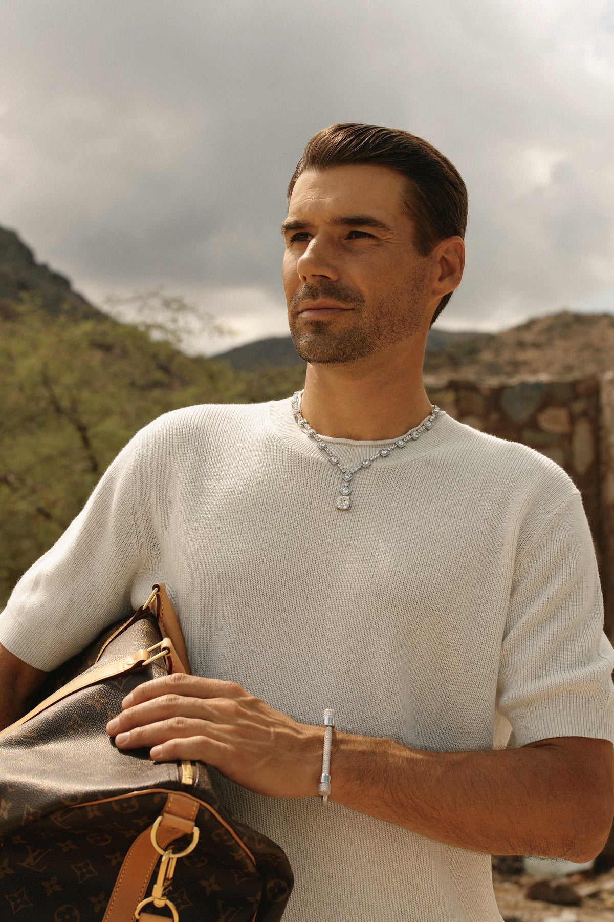 The Solenne Cushion Cut Tennis Necklace - Crystal White