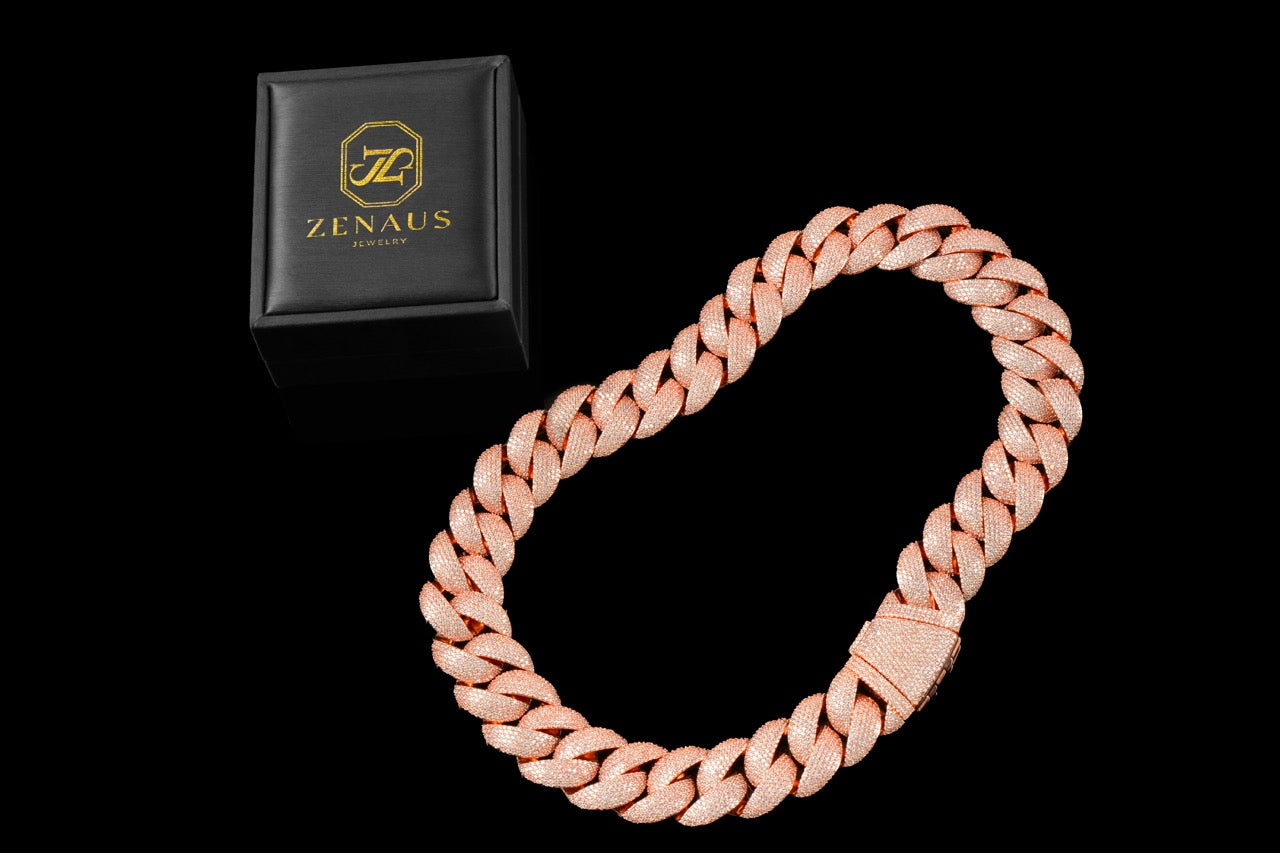 22MM Iced Cuban Chain – Titan Flood Edition Rose Gold