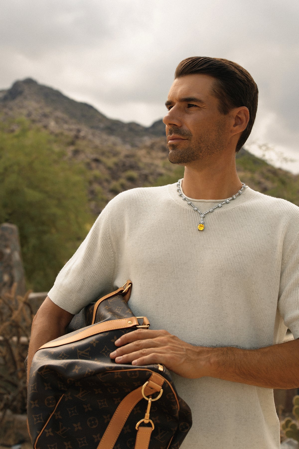 The Solenne Cushion Cut Tennis Necklace - Golden Yellow