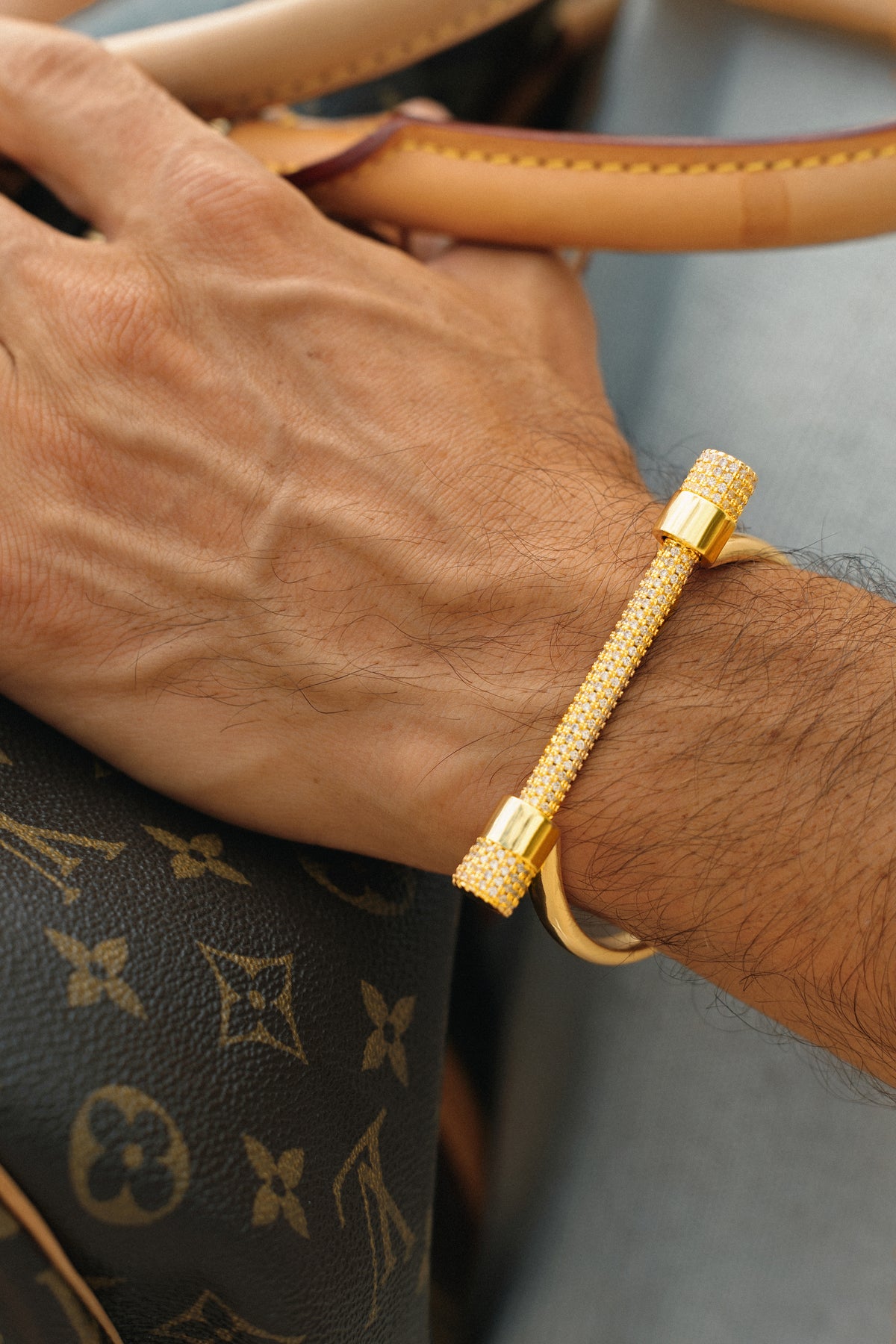 The Strata Pave Bar Cuff Bracelet - Gold