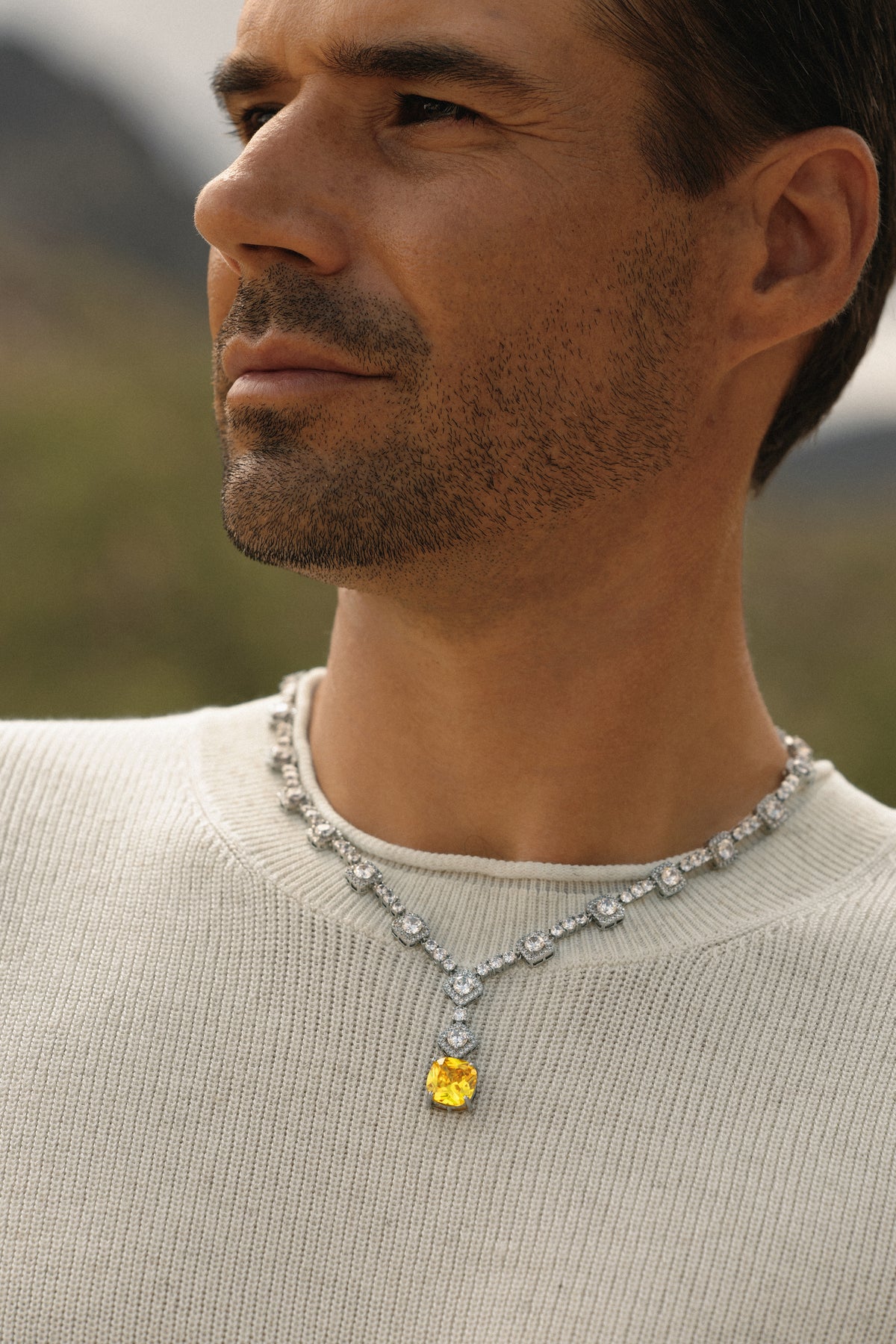 The Solenne Cushion Cut Tennis Necklace - Golden Yellow