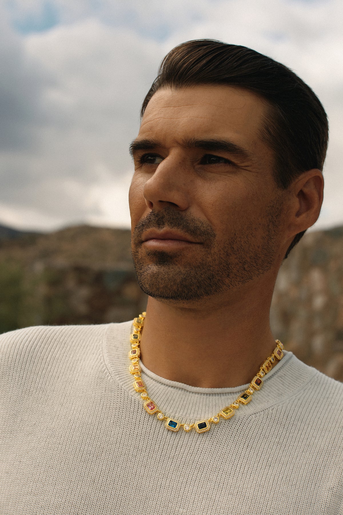 The Vivid Array Gemstone Tennis Necklace - Gold