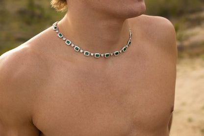 The Emerald Aura Tennis Chain – Silver