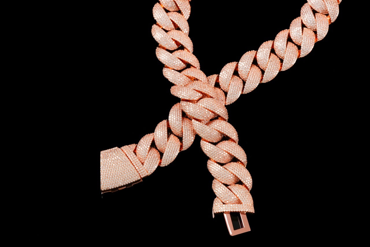 22MM Iced Cuban Chain – Titan Flood Edition Rose Gold