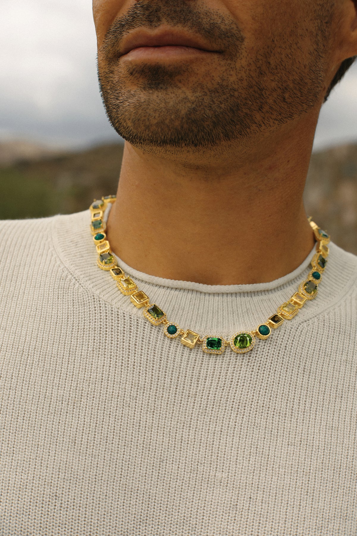 The Verdant Gemstone Necklace - Gold