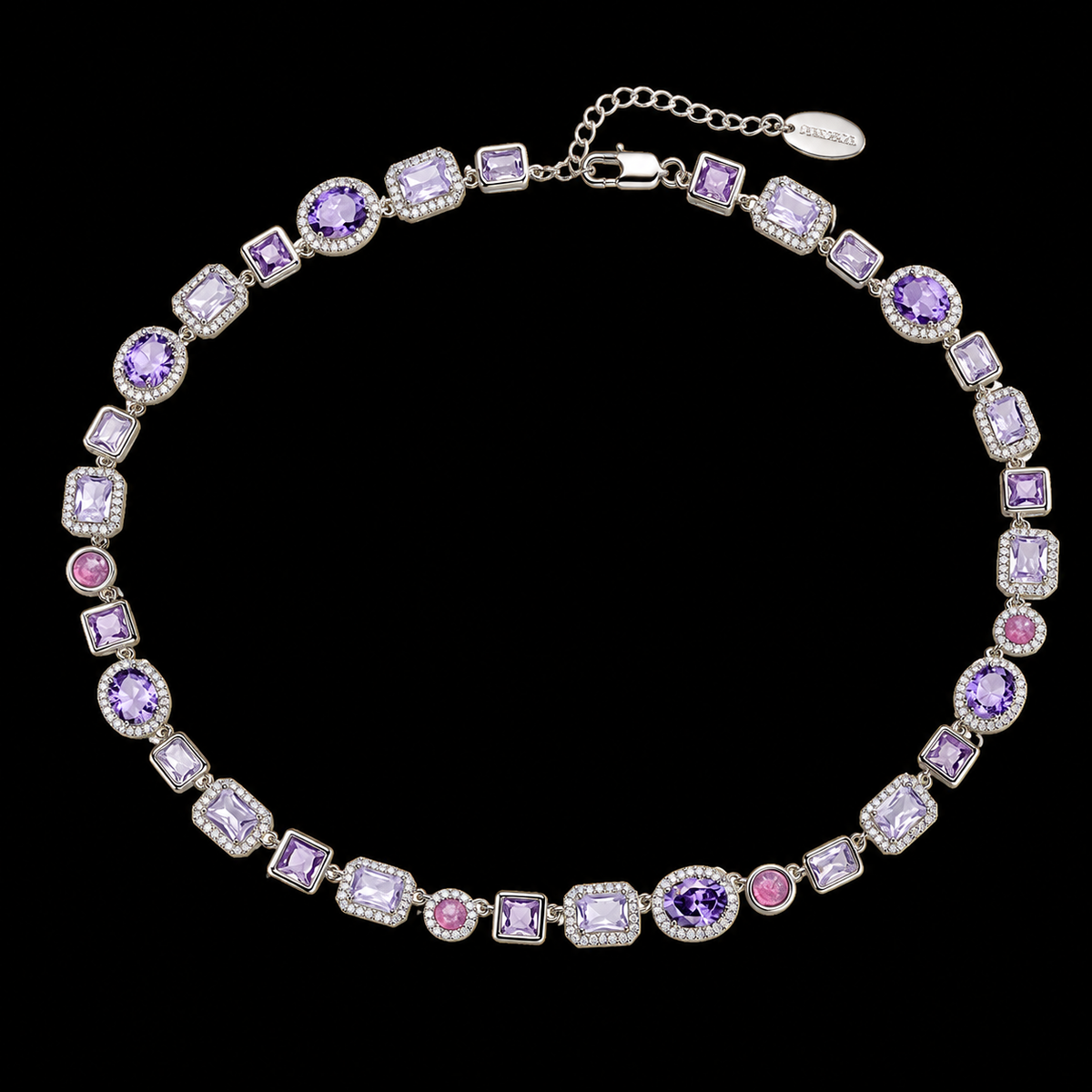 The Violet Gemstone Necklace - Silver