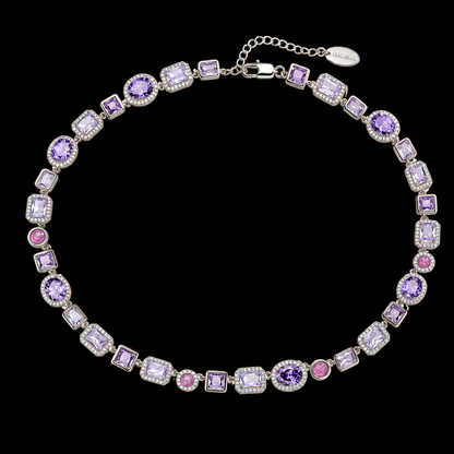 The Violet Gemstone Necklace - Silver