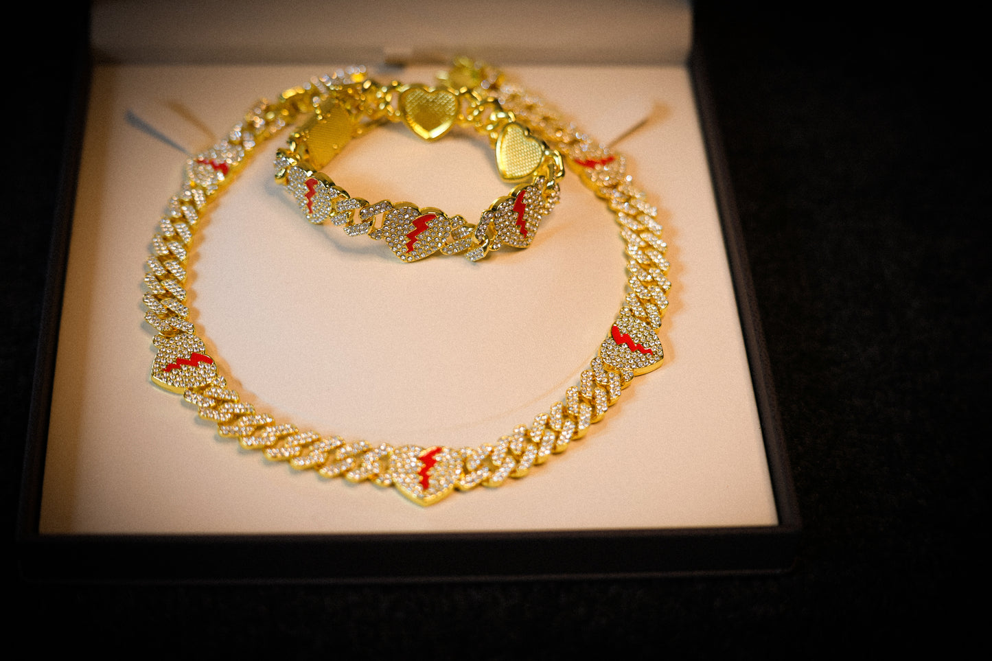 The Iced Crimson Heart Bracelet