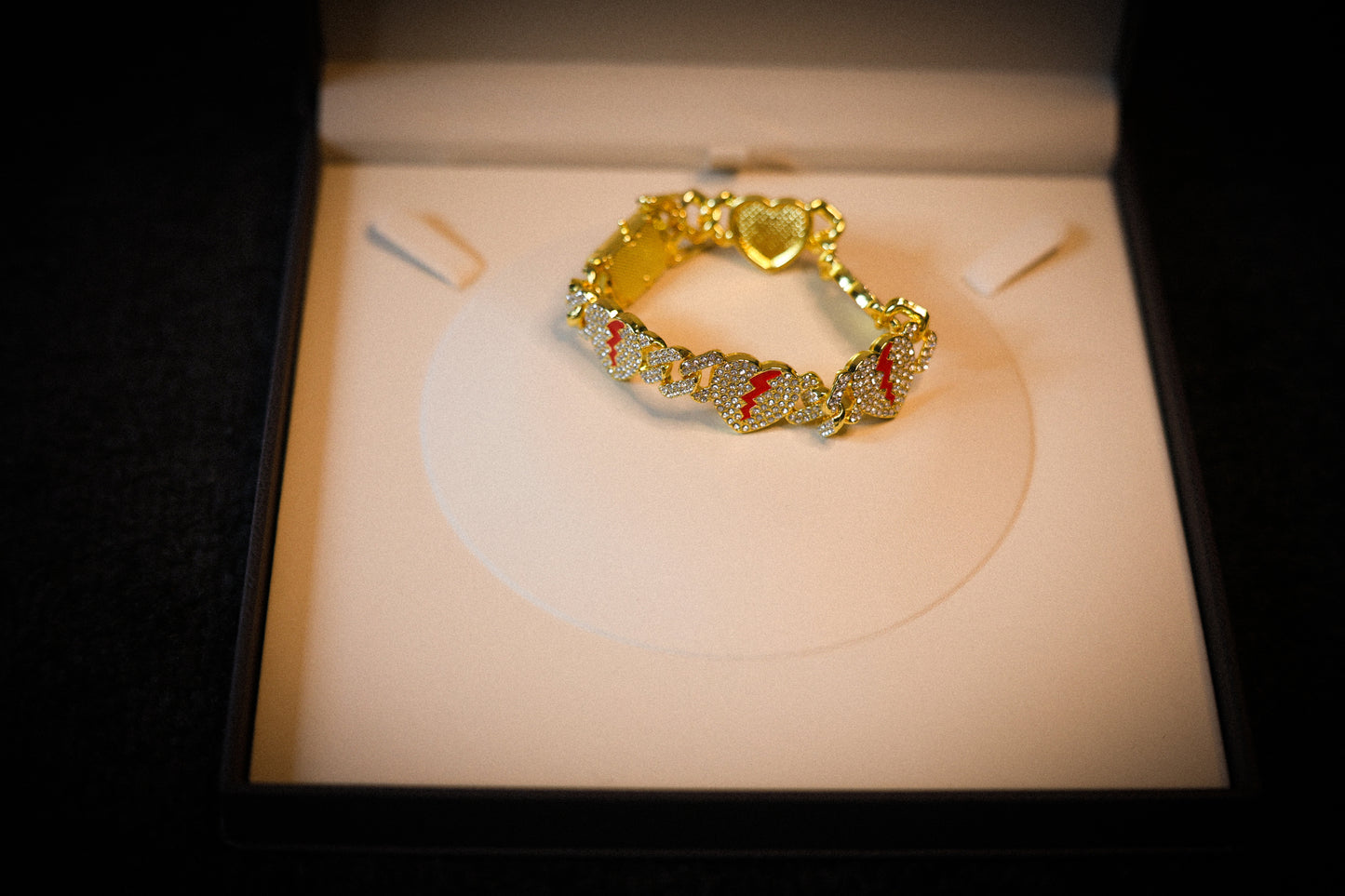 The Iced Crimson Heart Bracelet