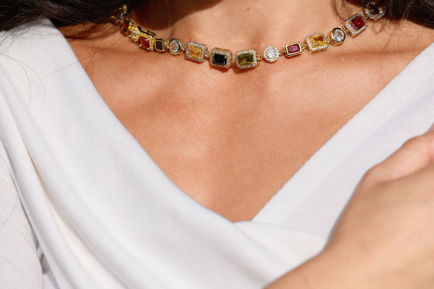 The Rainbow Gemstone Necklace- Gold