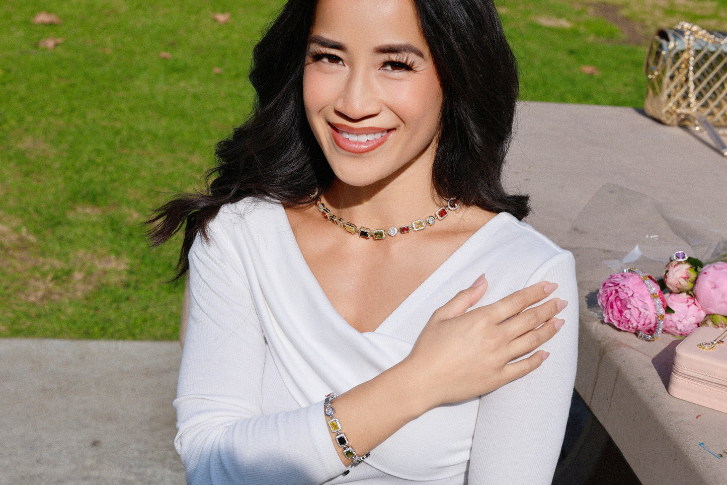 The Rainbow Gemstone Necklace- Gold