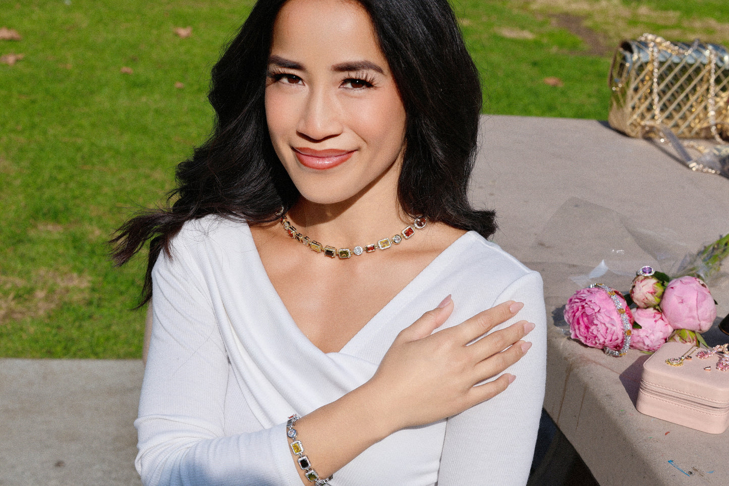 The Rainbow Gemstone Necklace- Gold