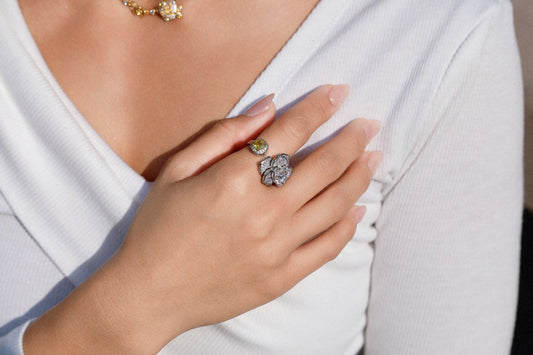 The Pave Diamond Flower Ring