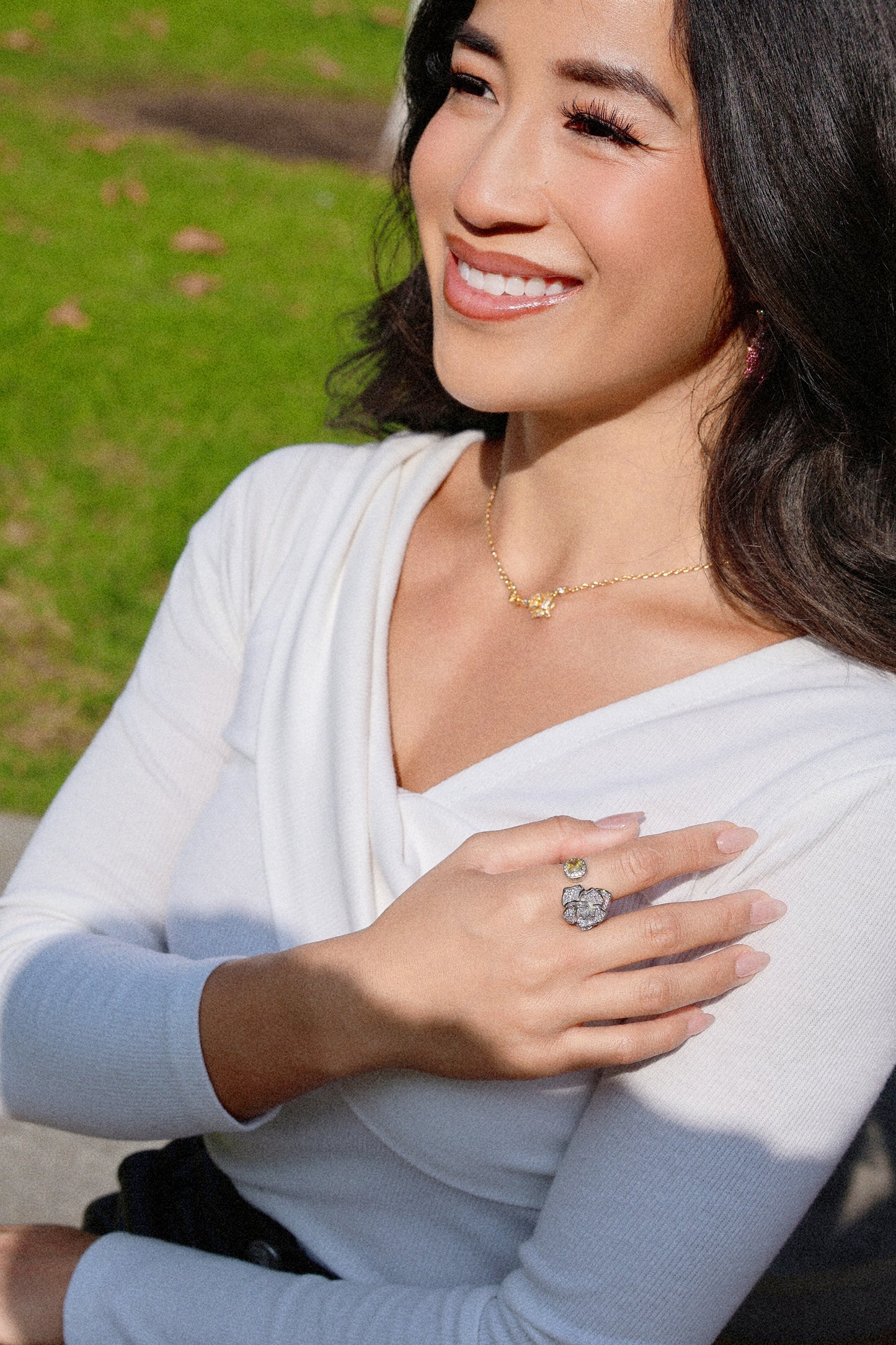The Pave Diamond Flower Ring