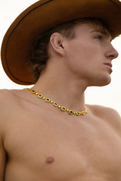 The Emerald Aura Tennis Chain – Gold