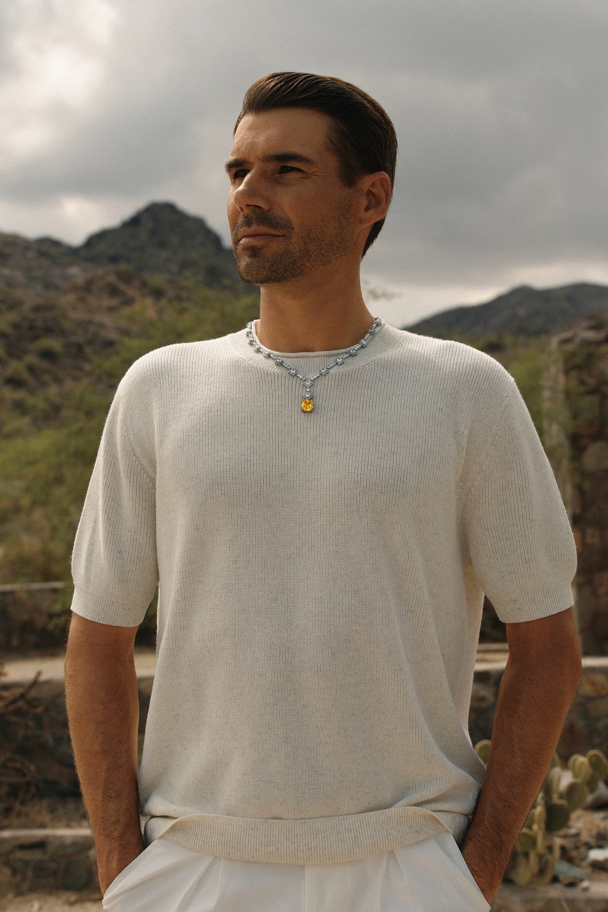 The Solenne Cushion Cut Tennis Necklace - Golden Yellow