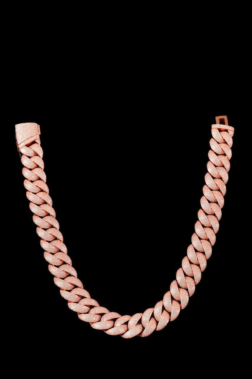 22MM Iced Cuban Chain – Titan Flood Edition Rose Gold