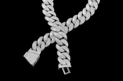 22MM Iced Cuban Chain – Titan Flood Edition Silver