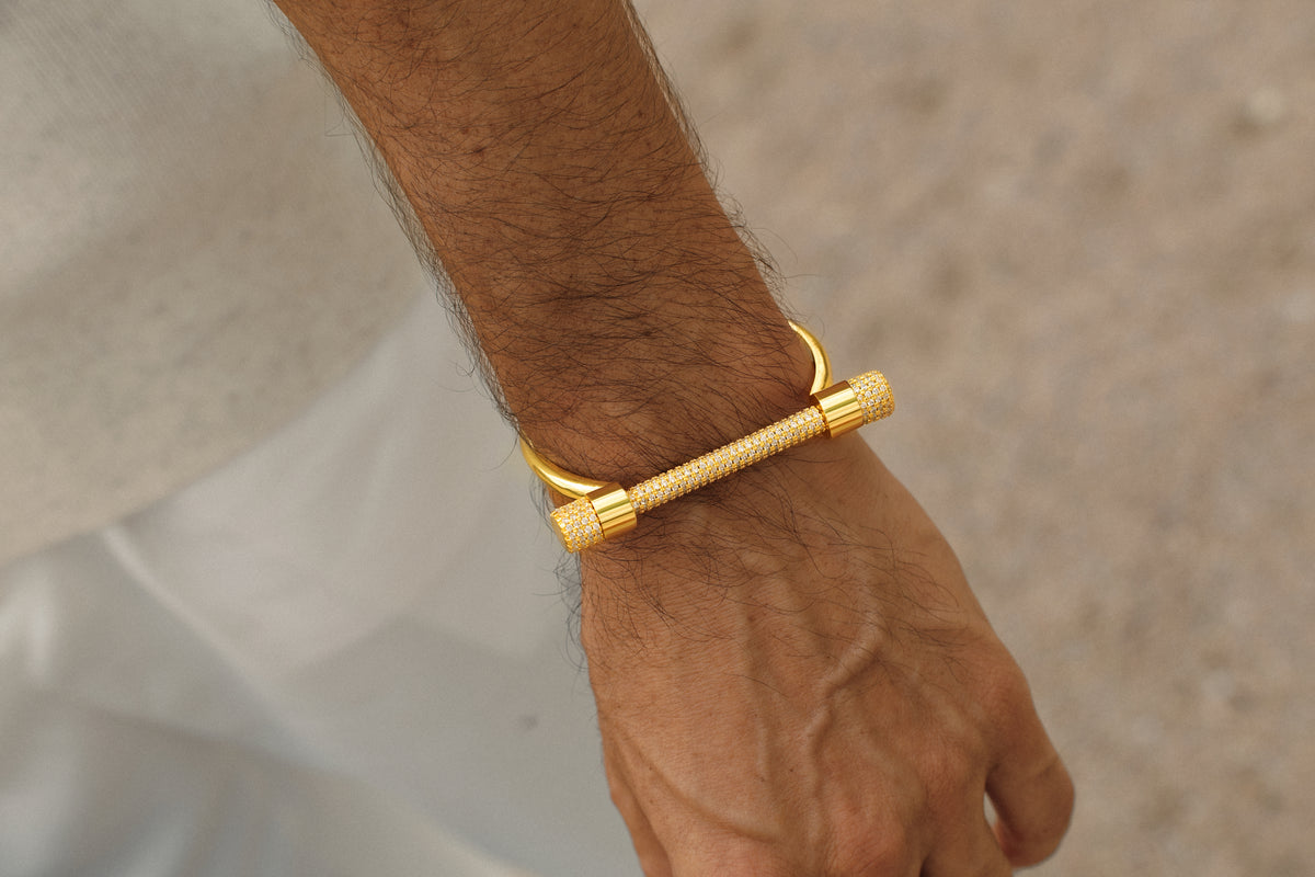 The Strata Pave Bar Cuff Bracelet - Gold