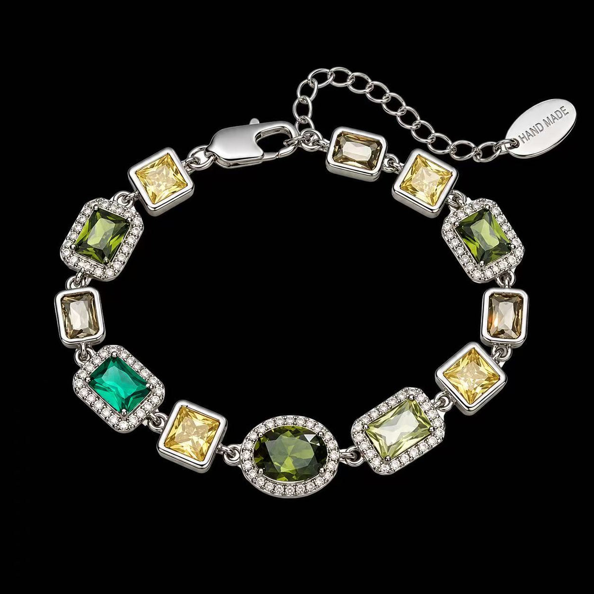The Verdant Gemstone Bracelet - Silver