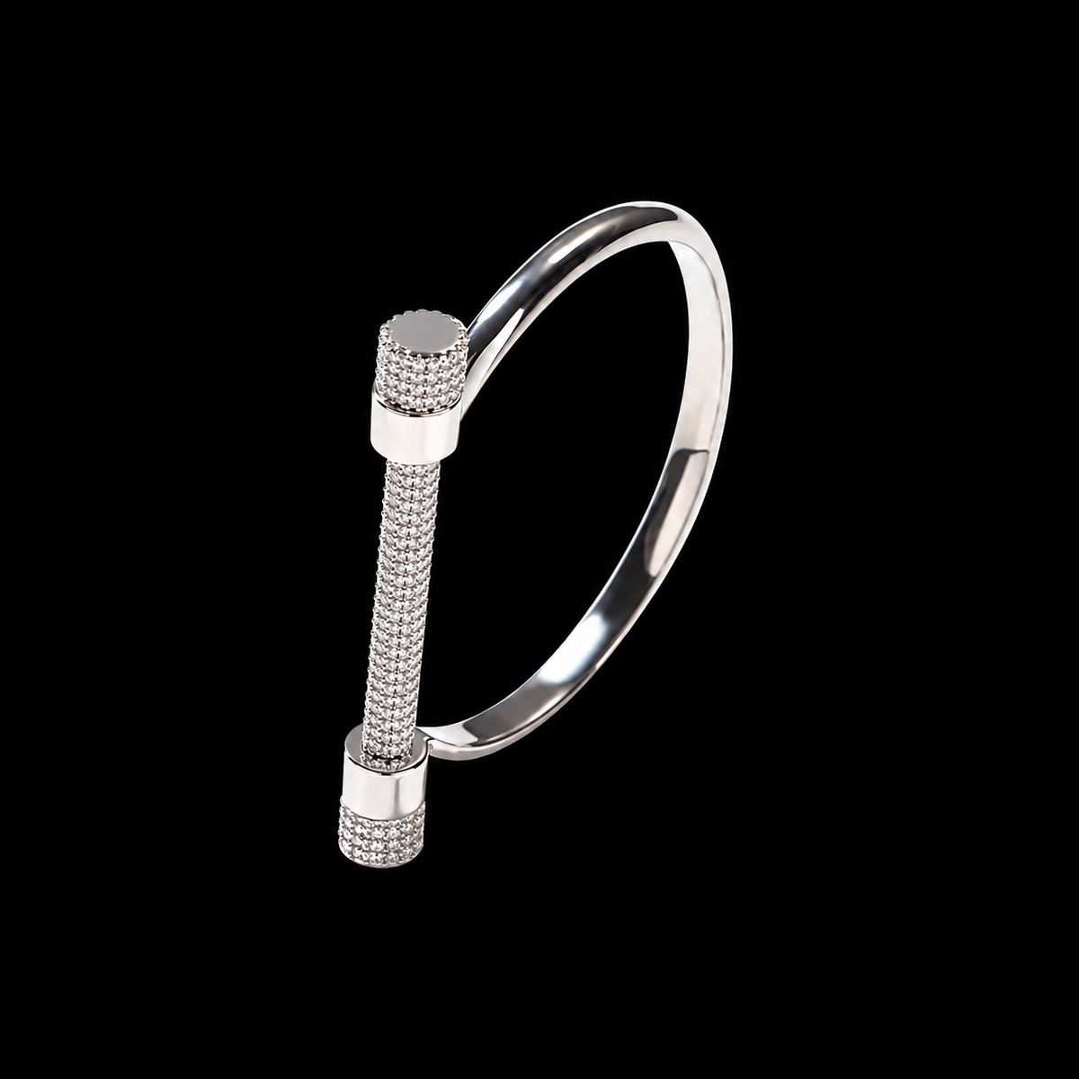 The Strata Pave Bar Cuff Bracelet - Silver