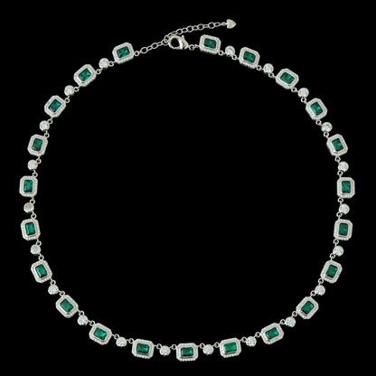 The Emerald Aura Tennis Chain – Silver